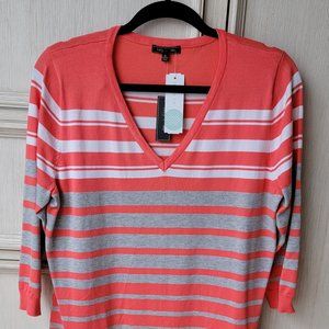NWT Dallin Striped 3Q Sleeve Sweater